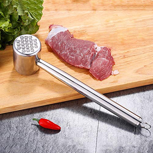 304 Stainless Steel Meat Tenderizer Stainless Steel Meat Mallet Heavy Duty Meat Hammer Softener, Meat Pounder for Tenderizing Steak, Beef, Chicken, Lamb and Minced Meat