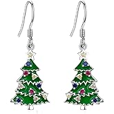 Santa & Reindeer Earrings - Snowman Dangle Drop Earrings in Sterling Silver for Christmas Party Gifts
