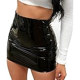 Women Neon Leather Mini Skirt Skinny Shiny Liquid Metallic Wet Look Latex Bodycon Short Skirts Party Night Club Skirt
