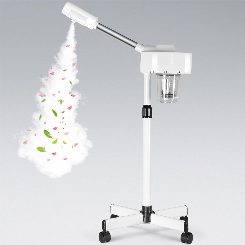 Nova Microdermabrasion Professional Facial Steamer On Wheels Ionic Ozone with Hot Mist Function Stand Facial Steamer for Pers