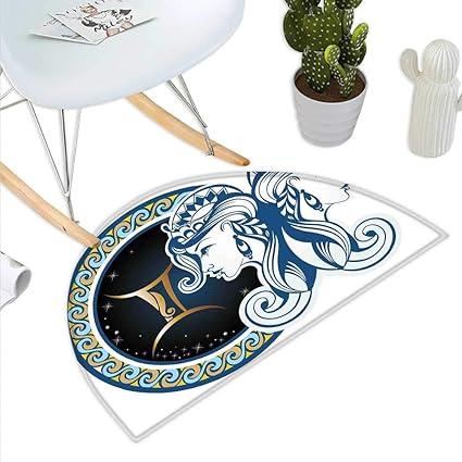 Amazon 星座乙女座 セミサークル ドアマット 若い女性 天使の翼 モノクロ タトゥー アートデザイン 半月 ドアマット 高さ15 7インチ 奥行23 6インチ ブラックとホワイト H 51 1 Xd 76 7 Warmfamily ドアマット