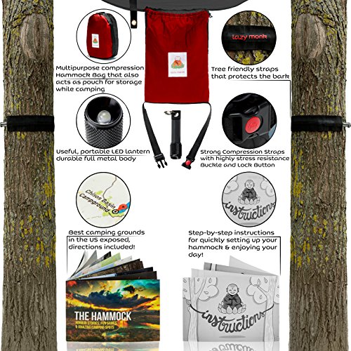 Double Hammock Camping Gear Straps | Best Portable Parachute Nylon 2 Person Folding Hammock with Tree Hanging Straps, Rope & Instruction Booklet | Ideal for Travel, Hiking & Backpacking - Thumbnail 3