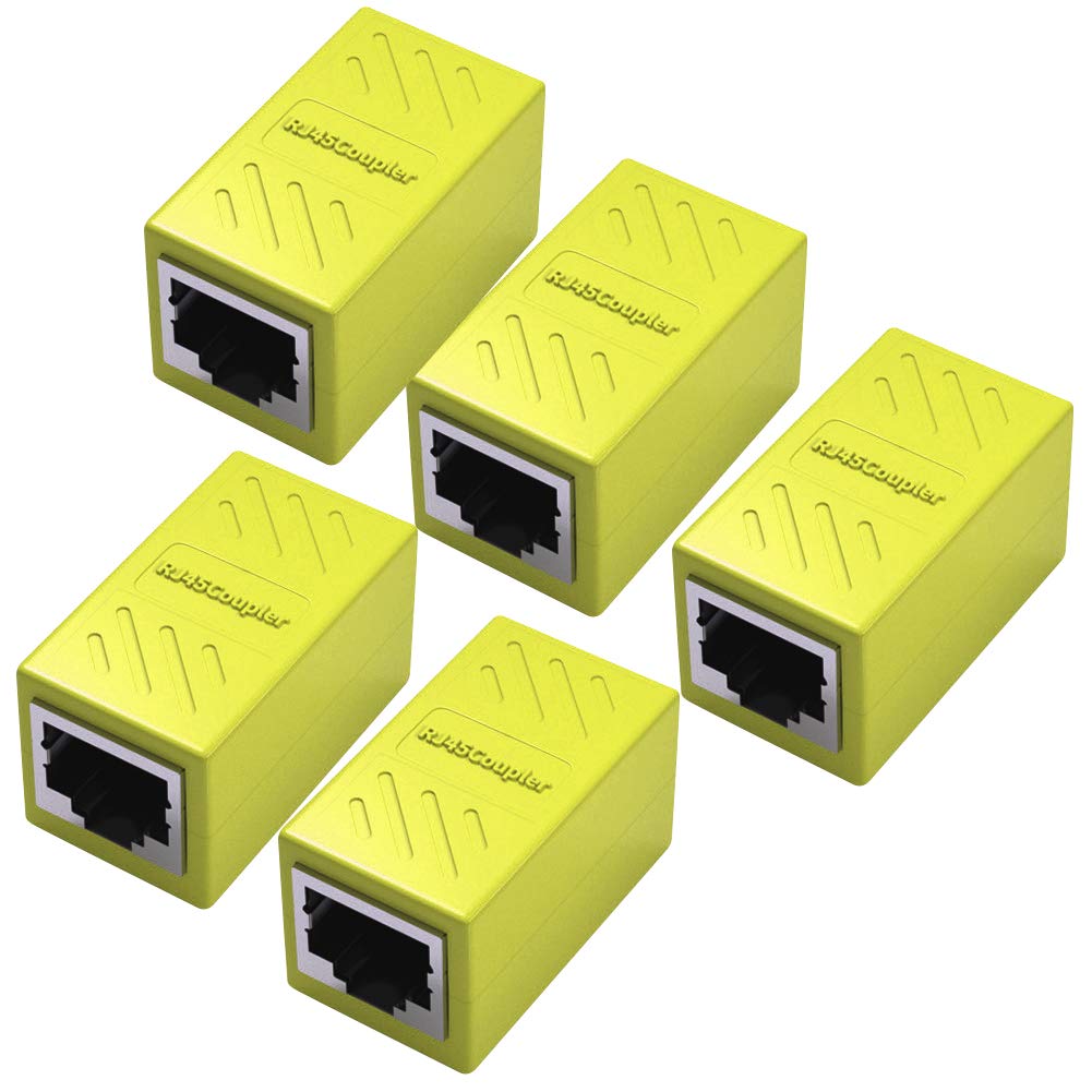 Yeung Qee RJ45 Coupler 5 Pack RJ45 Coupler Ethernet Extension, for Cat7/Cat6/Cat5e/Cat5 Ethernet Cable - Network Cable Female to Female Adapter(yellow)