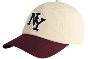 E BY ELIDAN NY 3D Embroidered Cotton Dad Hat – New York Baseball Cap, Adjustable Metal Buckle Strap, Unstructured Low-Profile Style