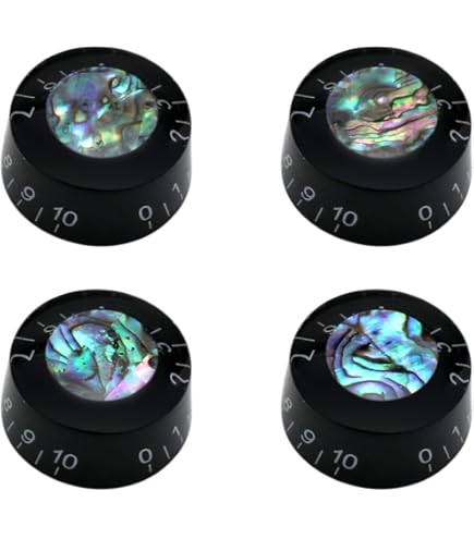 Musiclily 4-Pack Guitar Speed Knobs - Black With White Skull Logo, Metric 6mm Fit For Les Paul, SG Style Guitars