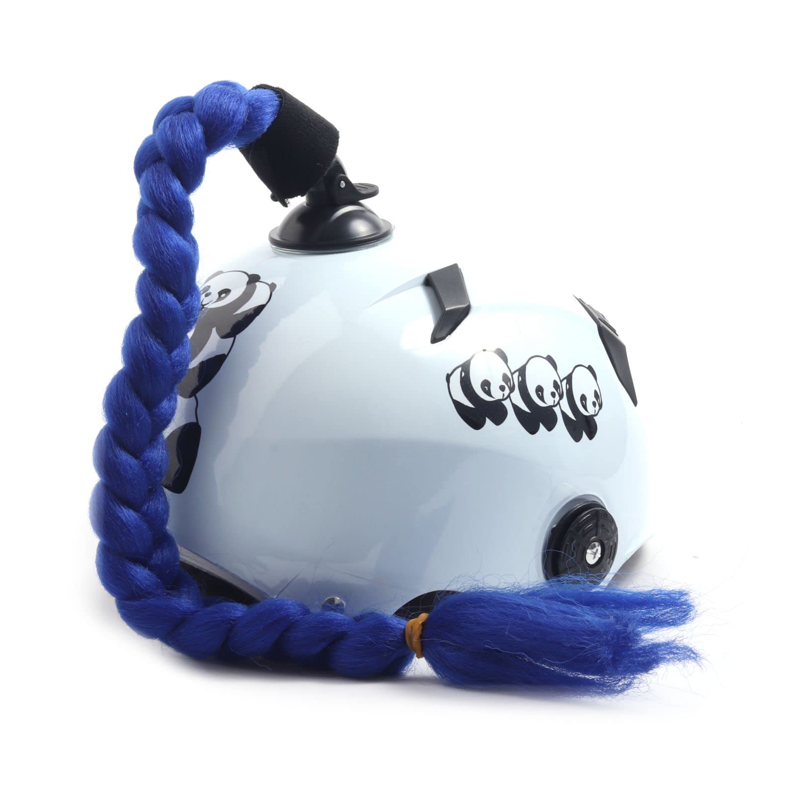 Helmet Ponytail Pigtails Twist Braids Hair Wig Detachable for Motorcycle Motocross Off Road Bike Bicycle Cycling Biker Riders Skateboarding Scooter Costume Cosplay (Blue)