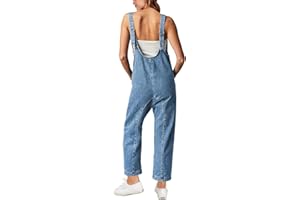 GREAIDEA High Roller Denim Jumpsuits for Women Casual Sleeveless Loose Baggy Overalls Jeans Pants Jumpers with Pockets