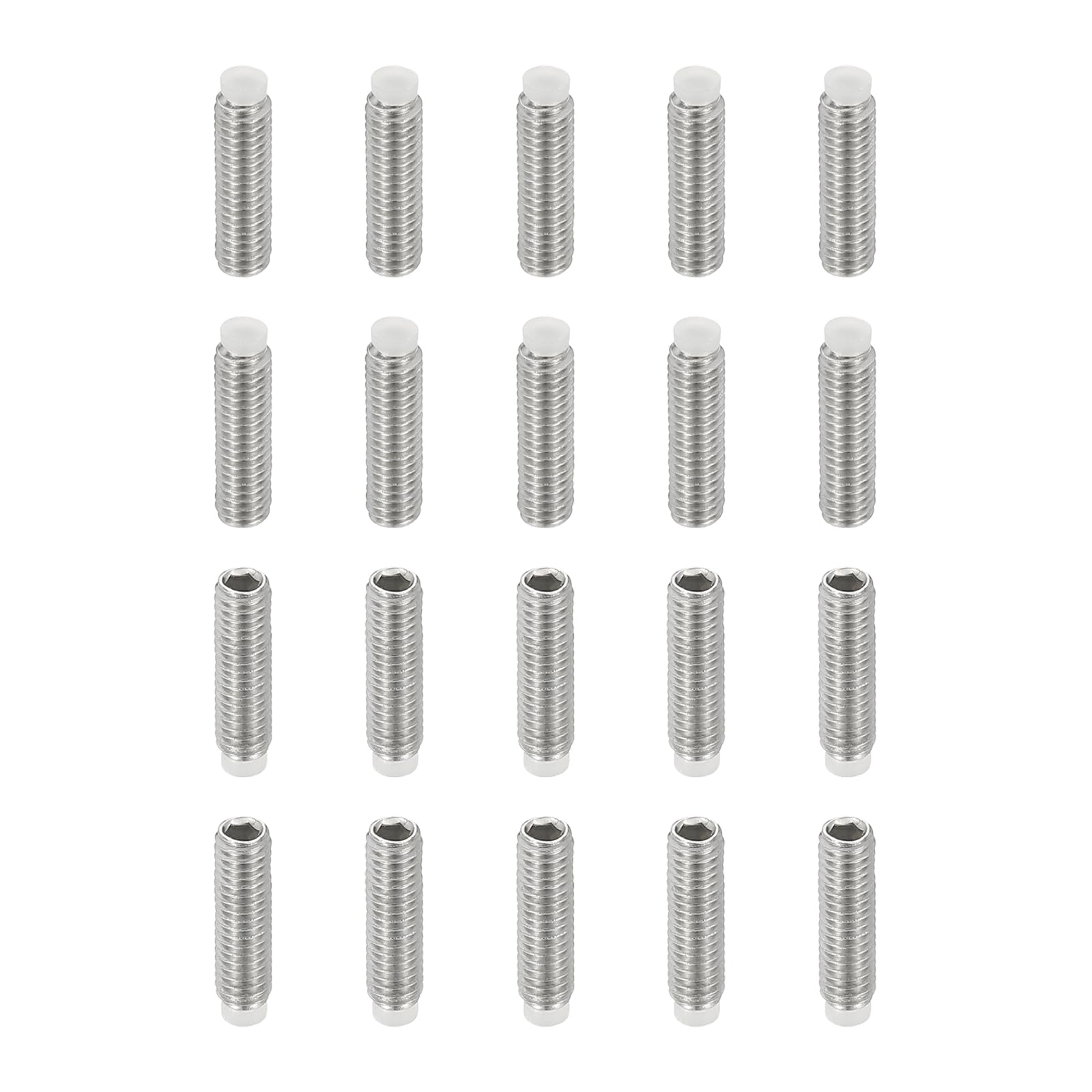 PATIKIL M4x14mm Nylon Tip Grub Screw, 20pcs 304 Stainless Steel Metric Hex Socket Head Cup Point Anti Slip Set Screws Internal Hex Drive Hardware — image 1