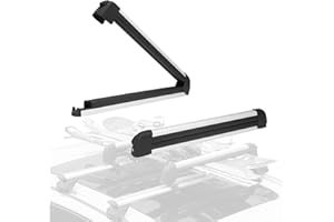 Gearantics 24.3 Inch Ski and Snowboard Rack for Car Roof, with TPV Rubber Padding and Lock, Fit 4 Pairs of Skis or 4 Snowboards, Mounting System Fits for Square/Round/Aero/Oval Cross Bars, Silver