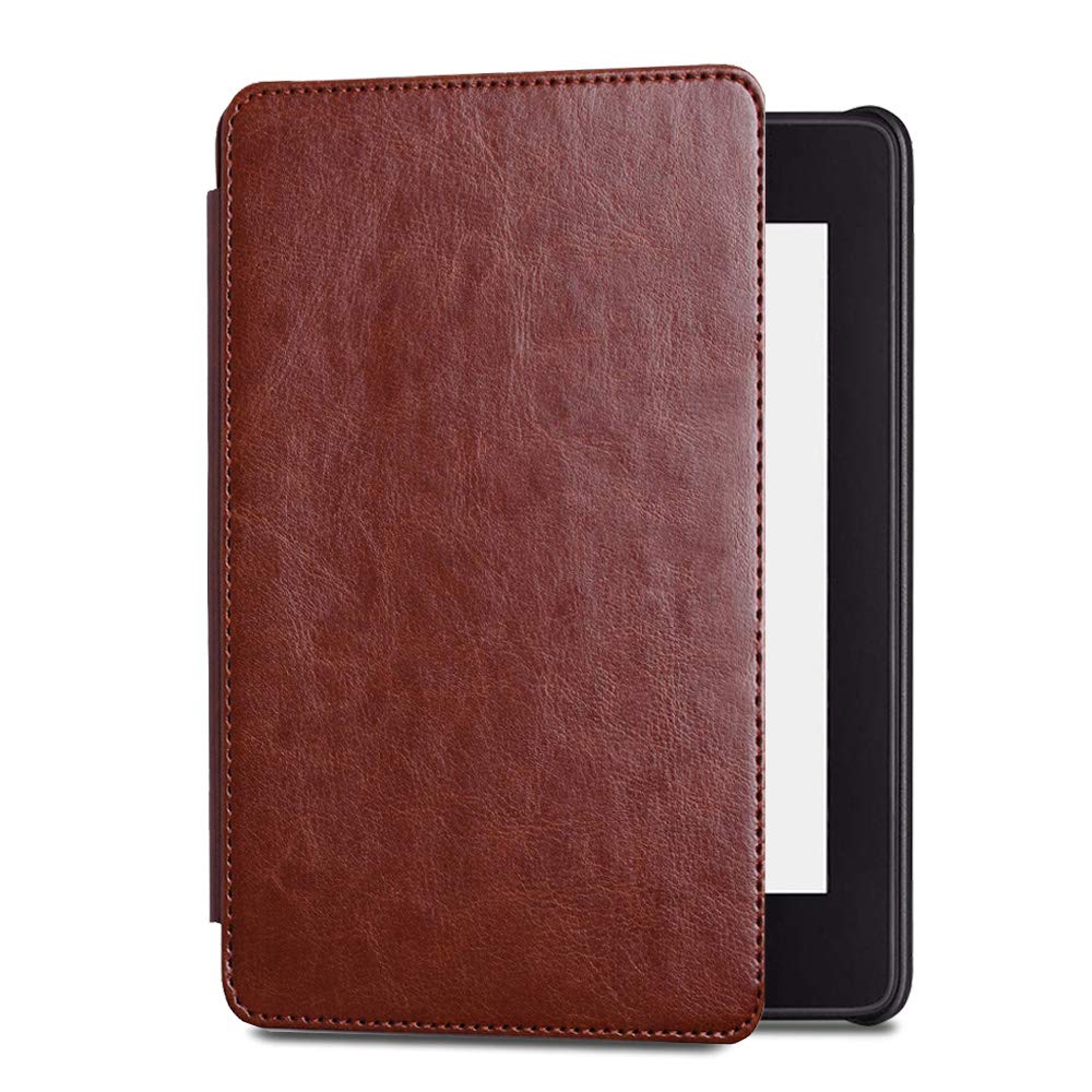 ISeeSee All-new Kindle Paperwhite Water-Safe Fabric Cover (10th Generation-2018),Holding Case PU Leather E-Reader Smart Cover with Auto Sleep/Wake for Amazon All-New Kindle Paperwhite 2018 Brown