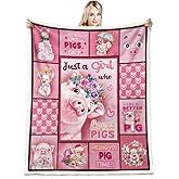 CYREKUD Pig Blanket,Pig Gifts for Pig Lovers Women,Cute Pig Gifts for Girls Throw Blanket,Just a Girl Who Loves Pigs Throw Blanket,Pig Themed Gifts Blanket for Couch Sofa Home Bedroom Decor 50"x 60"
