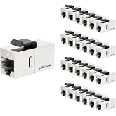 iwillink CAT7 Keystone Coupler RJ45 Shielded Ethernet Coupler 25-Pack | RJ45 Coupler, Female to Female Cat7 Keystone Jack, STP Keystone Insert Inline Coupler for Cat7/6/5e Cable, Silver