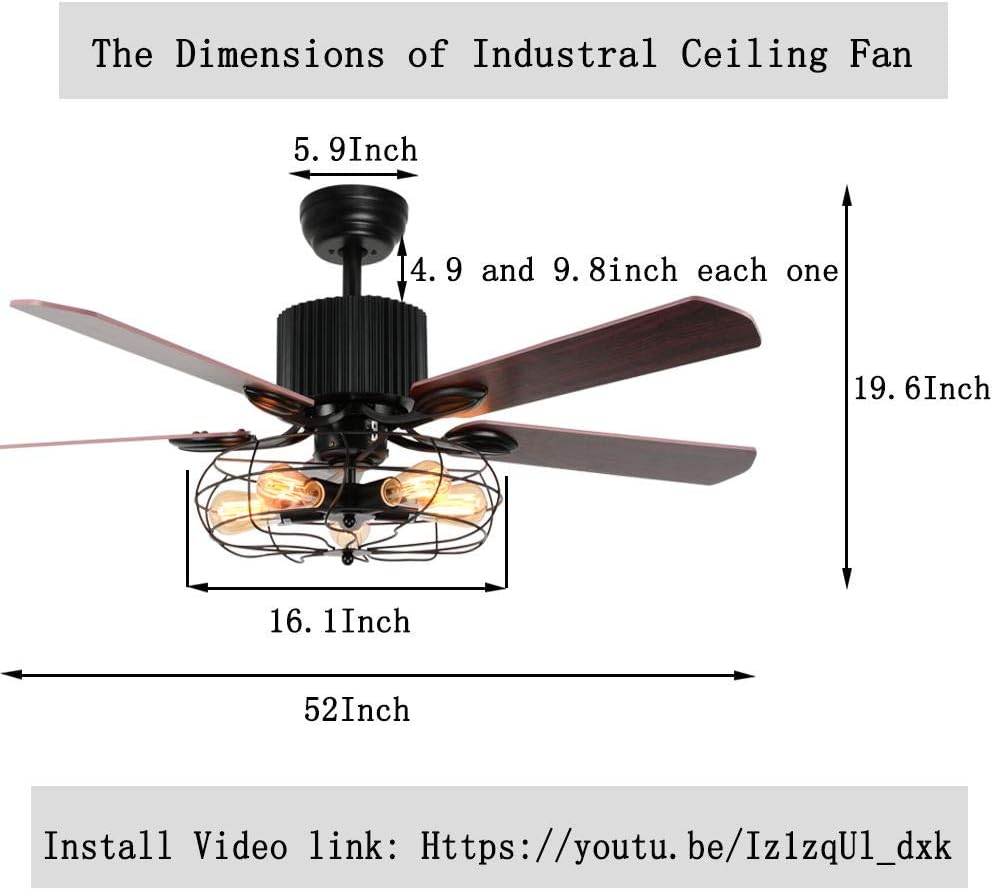 Luxurefan 52 Industrial Outdoor Ceiling Fan With Light Fixture 5
