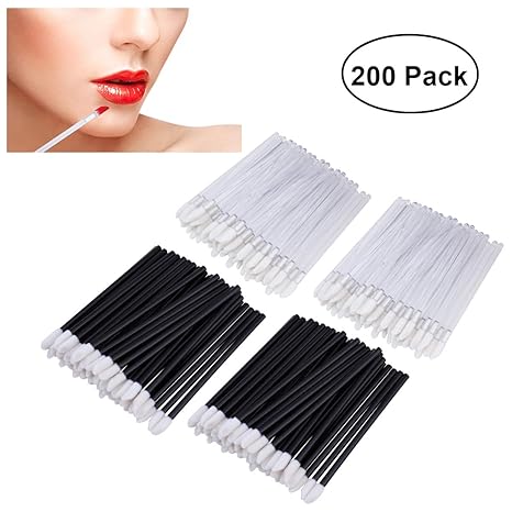 PIXNOR Einweg-Lippe Lippenpinsel 200pcs Bürsten Lippenstift Gloss Zauberstäbe Applikator Make-up Tool-Kits - 100pcs schwarz u