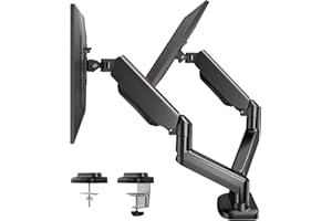 HUANUO Dual Arm Monitor Stand——Adjustable Gaming Desk Mount for 13"-30" Screens, VESA Bracket with C Clamp/Grommet Base, Supp