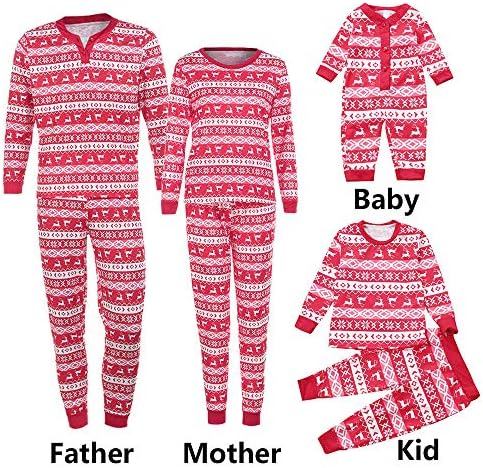 LianMengMVP Family Pajamas Christmas Set Deer T Shirt Tops Blouse Pants Clothes Outfits Homewear Sleepwear for Kids Baby Dad and Mom
