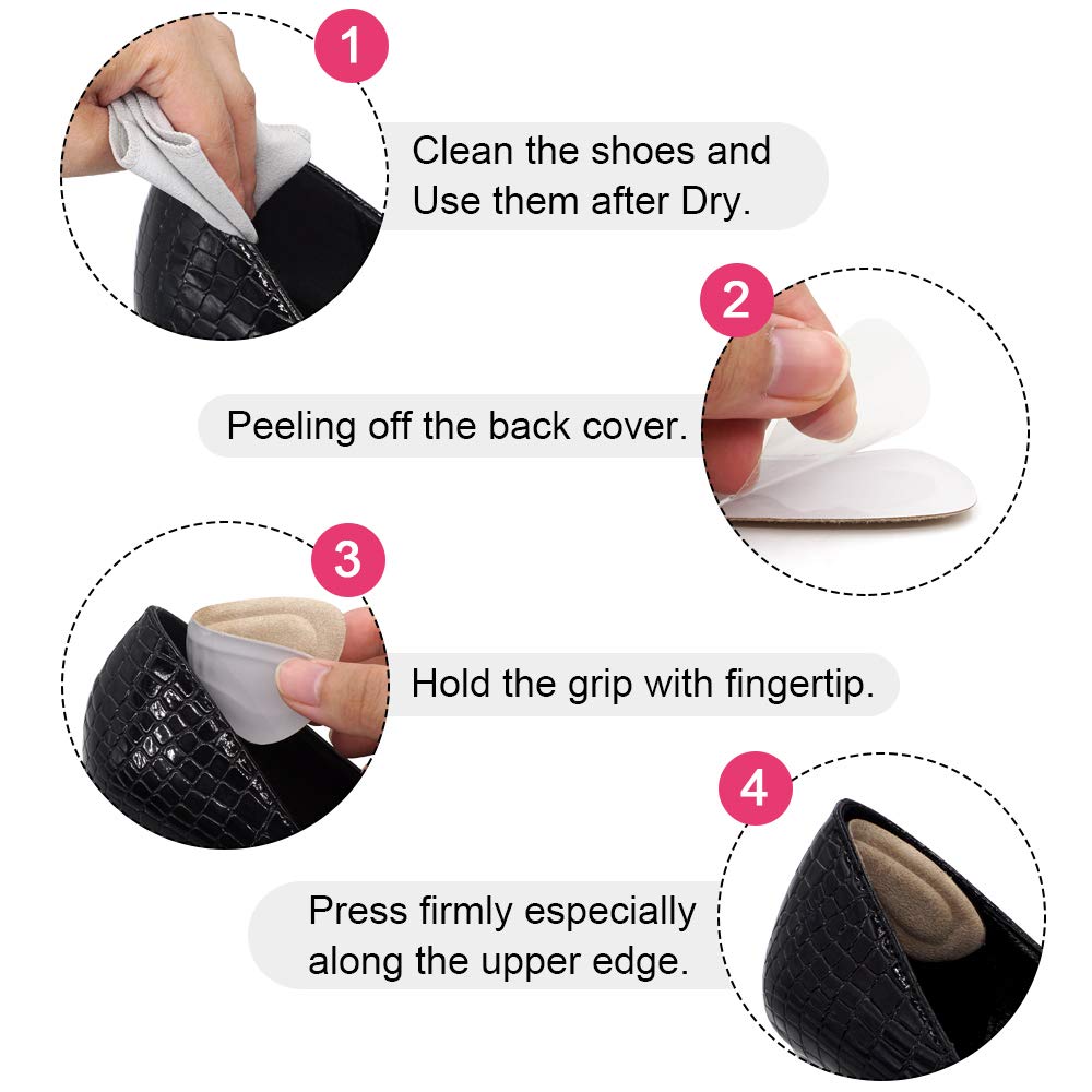 Dr. Shoesert Heel Grips for High Heels, Heel Cushion Inserts for Women and Men, Self-Adhesive Heel Protectors (3 Colors - 6 Pairs)