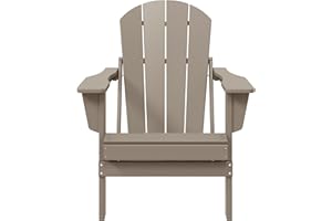 WestinTrends Malibu HDPE Outdoor Patio Folding Poly Adirondack Chair, Weathered Wood