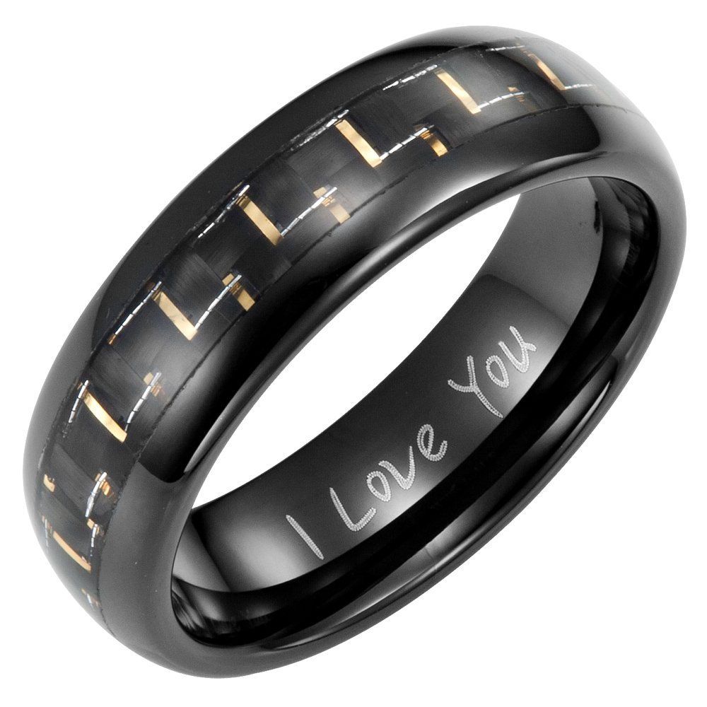 Willis Judd Men's 7mm Tungsten Two Tone Carbon Fibre Ring