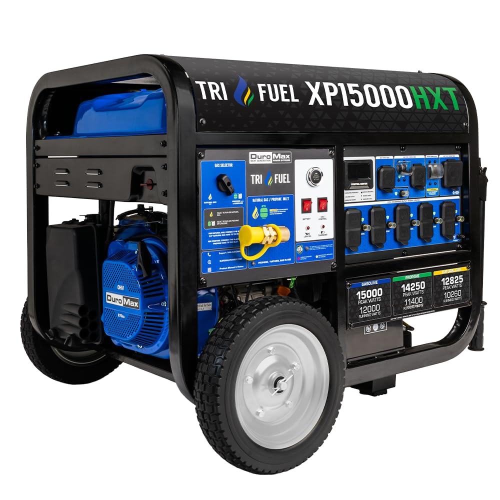 DuroMax XP15000HXT 15,000 Watt Tri Fuel Portable Home Power Backup HXT Generator w/CO Alert Image DuroMax XP15000HXT 15,000 Watt Tri Fuel Portable Home Power Backup HXT Generator w/CO Alert Image