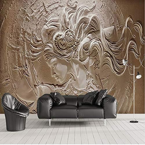Wall Cloth European Style 3D Relief Characters Sculpture Photo Wallpaper 3D Mural Living Room Tv Backdrop Wall Covering,200X140Cm