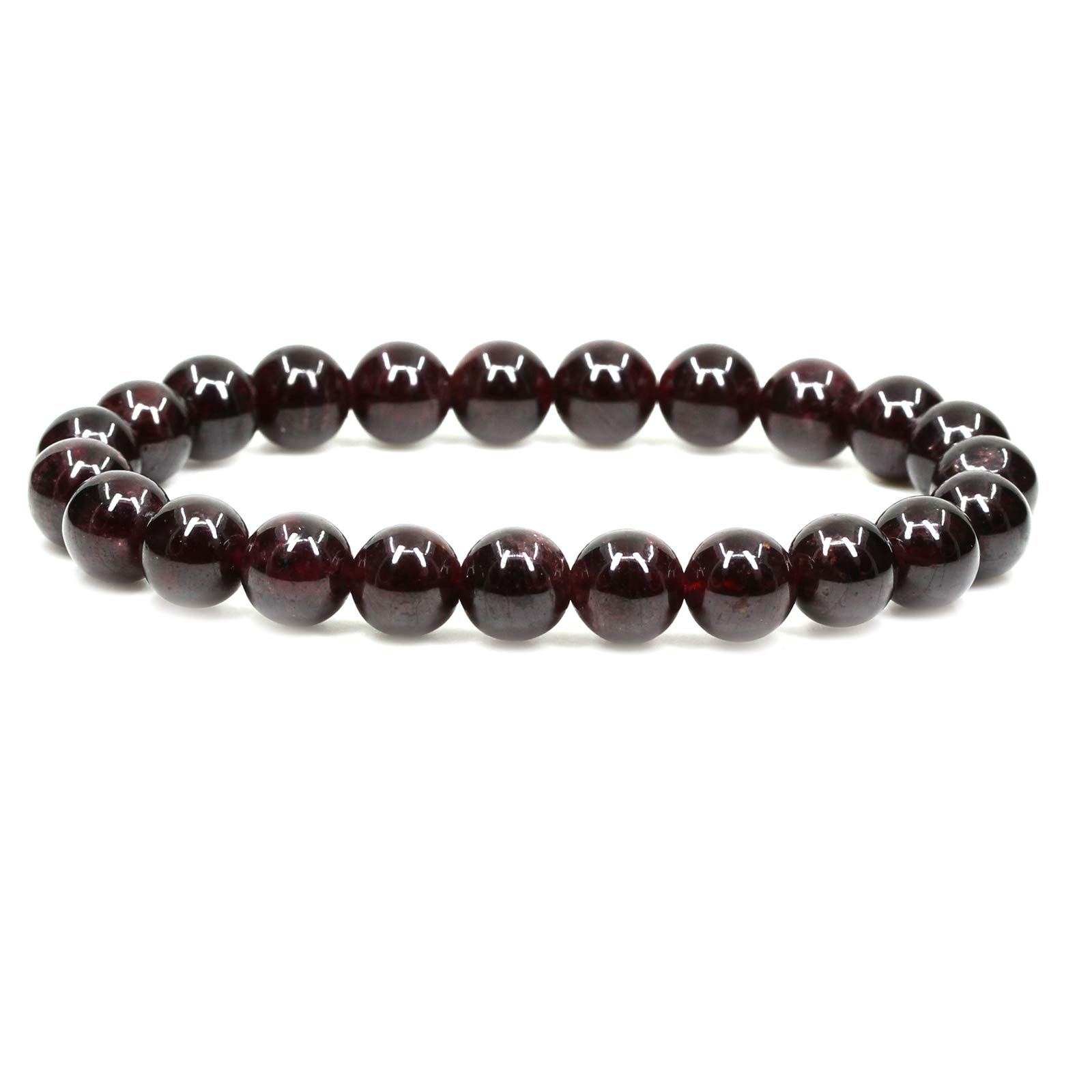 CHENYUE Natural A Red Garnet Gemstone 8mm Round Beads Stretch Bracelet 7" Unisex — image 1