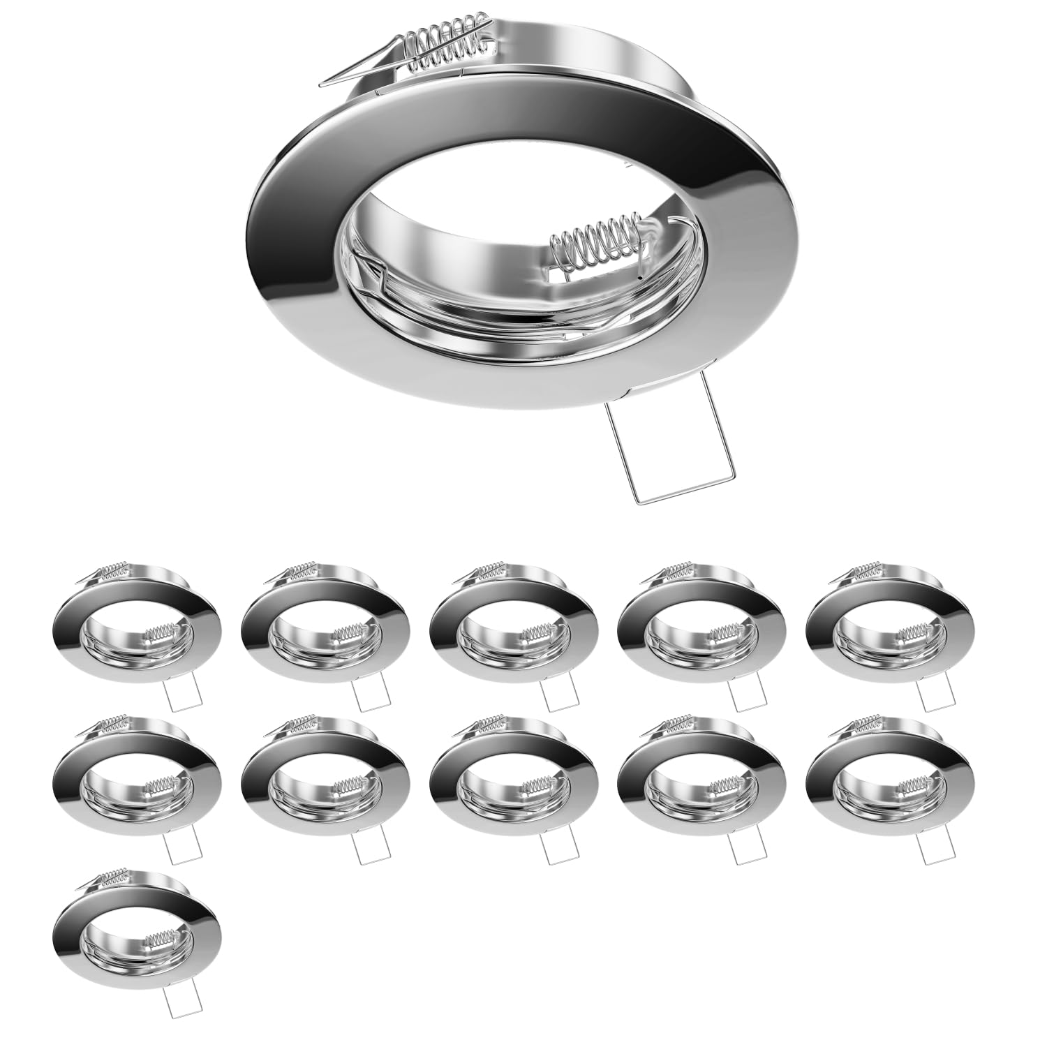 ledscom.de 12 Ceiling mounting Frames Fere, Round, Glossy Chrome