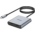 fairikabe USB C to Dual DisplayPort MST Hub Splitter, Dual 4K 60Hz USB Type C to 2X DisplayPort 1.2 Adapter for Windows Laptop PC, Compatible with Thunderbolt 3…