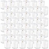 Wfmolcand Set of 48 White Votive Candles,Unscented Candles Filled in Clear Glass,Ideal Gift for Weddings,Emergency Lighting,Aromatherapy,Holidays,Meditation,Parties
