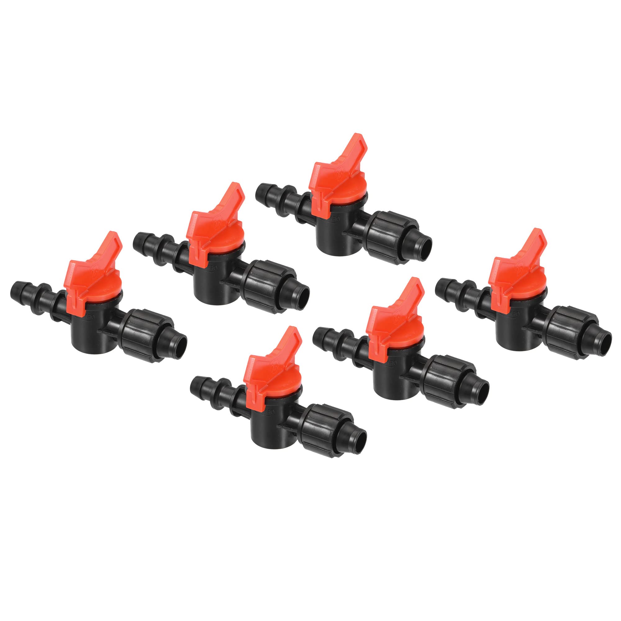 M METERXITY 6 Pack Barbed Ball Valve - Barb Connector Ball Valve Shut Off Switch Apply to Drip Irrigation and Aquariums (16 x 12mm, Black Red)