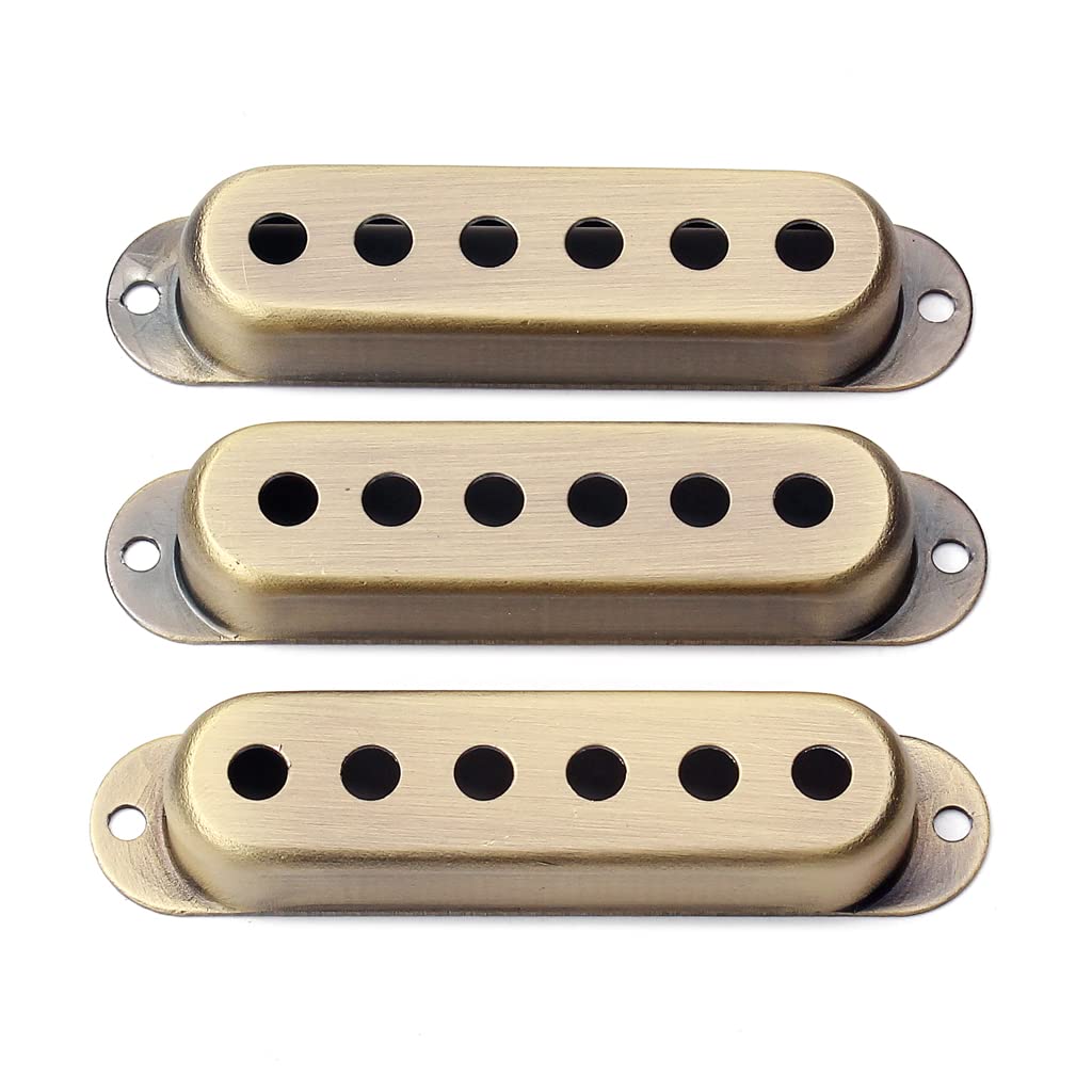 Alnicov Open Guitar Single Coil Pickup Covers （48/50/52mm） for Electric Guitar Replacement Bronze