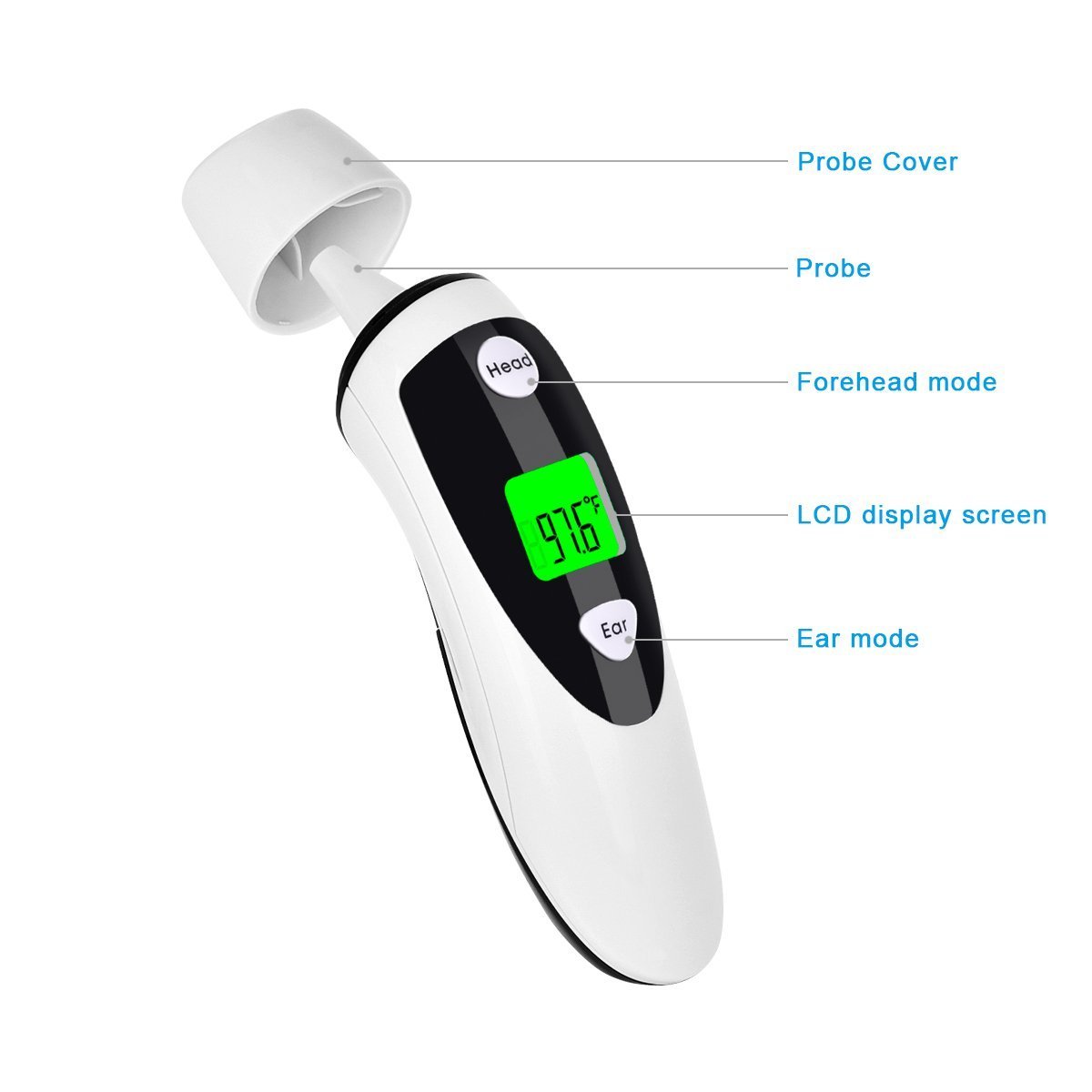 Homate Digital Medical Infrared Ear Thermometer with Forehead Mode for Babies, Kids and Adults with FDA and CE approval