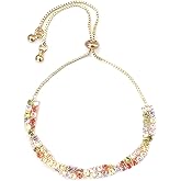 Xinpowwo 18K Gold Plated 2.5mm x 5mm Cubic Zirconia Classic Tennis Bracelet|Women's Gold Bracelet|Size 5-9 inches