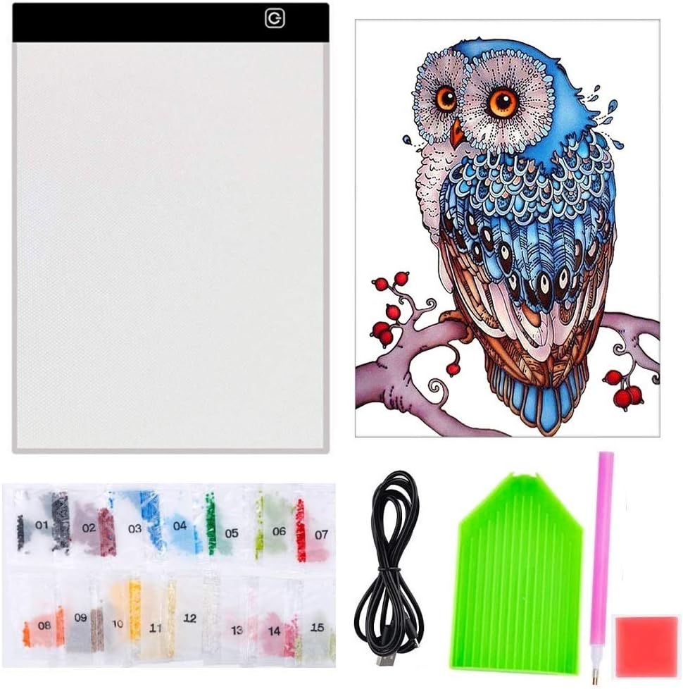5D Diamond Painting Full Drill with A4 LED Light Pad Light Board Kits for Adults Kids Starters(Diamond Painting Kits)