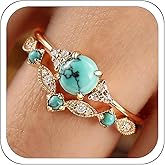HUASAI Turquoise Rings Western Gold Rhinestone Ring Boho Knuckle Thumb Stackable Turquoise Jewelry Western Accessories Gifts