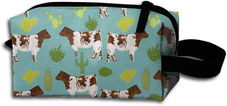 Storage Bag Travel Bag Shorthorn Cattle And Cautus Cosmetic Bag Portable Travel Makeup Bag