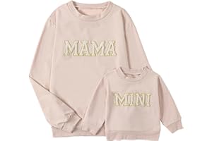 ZAXARRA Mommy and Me Matching Outfits Long Sleeve Crewneck Pullover Tops Mama Sweatshirt Mama and Mini Clothes