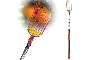 WIN&YING 26FT Reach Fruit Picker Pole, Telescopic Picking Pole with Gentle Grip Claw & Collapsible Basket, Adjustable Apple Picker Pole Tool for Avocado Orange Lemon Pear Mango