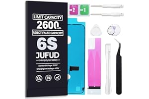 JUFUD [Reject False Capacity] 2600mAh Replacement Battery for iPhone 6S，[New Version] 0-Cycle Lithium Polymer Batteries (Models:A1633 A1688 A1700) Complete Repair Tool Kit and Instructions.