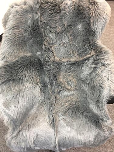 Deluxe Soft Faux Sheepskin Chair Cover Seat Pad Shaggy Area Rugs for Bedroom Sofa Floor (3ft x 5ft, Grey)