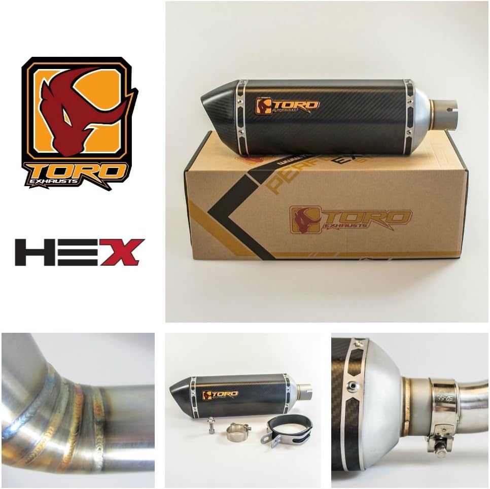 Toro Exhaust Link Pipe, w/ Matt Carbon Hex Silencer compatible with FZS600 Fazer 98-04
