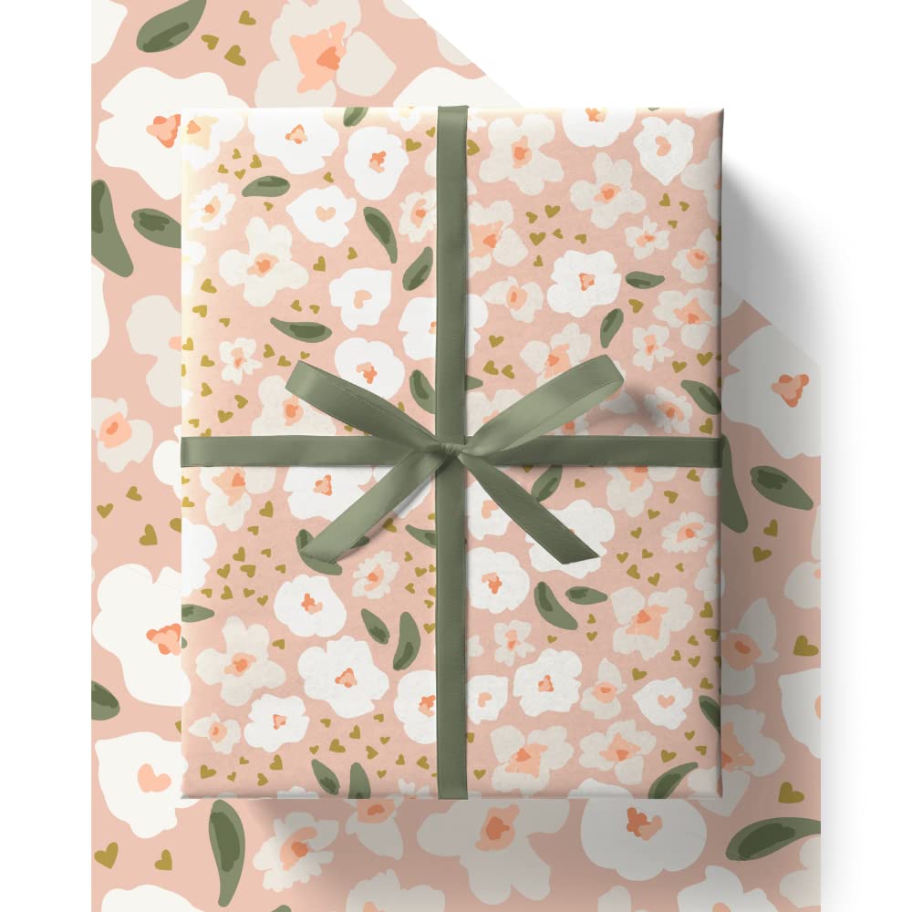 Mothers Day Wrapping Paper - HUGE 43% BIGGER [84cm x 60cm] Eco Friendly Recyclable Gift Wrap for Her, Mum, Wife, Sister and Daughter on Birthday or Mothering Sunday (4 Sheets & 4 Tags)