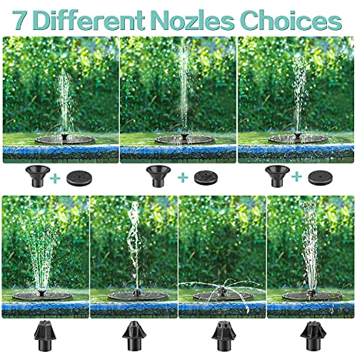 2021 New 3.5W Solar Fountain Pump for Bird Bath,Built-in 2000mAh Battery Solar Powered Water Fountain Pump,24 LED Lights Solar Water Pump Floating Fountain with 7 Water Styles for Garden,Pool,Outdoor