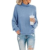 Saodimallsu Womens Turtleneck Oversized Sweaters Batwing Long Sleeve Pullover Loose Chunky Knit Jumper