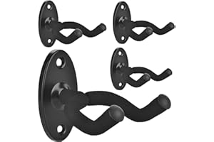 MOREYES Guitar Wall Mount, Guitar Hanger with Rotatable Soft Pad Yoke for All Size Guitar, Solid Metal U-Shaped Guitar Wall Hanger for Acoustic Guitar,Classical Guitar, Bass,Electric Guitar, 4 Pack