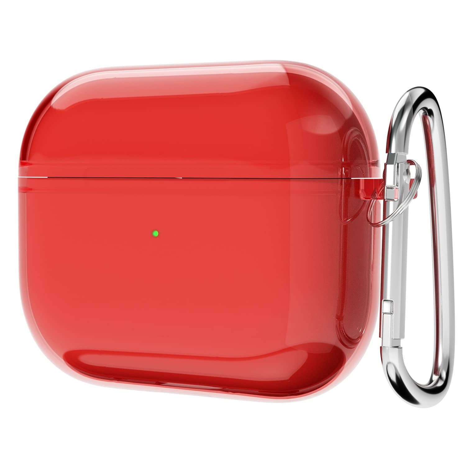 Svanove for Airpods 3 Case Clear Hard Plastic, Transparent Simple Cute Airpods 3rd Generation Case with Keychain, Girly Y2k Aesthetic Trendy Airpods Cover Accessories for Women Girl, Red