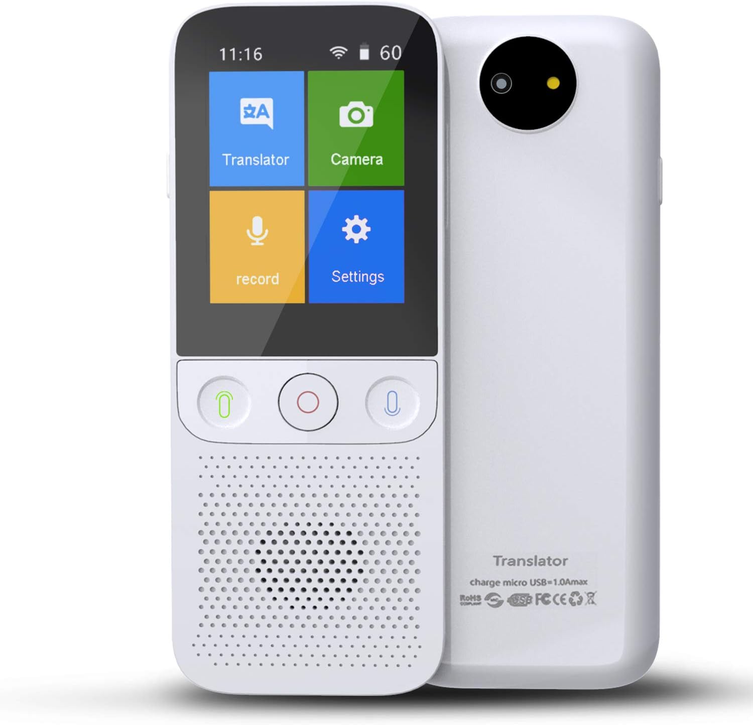 Language Translator Device Portable Voice Translator Support WiFi/Hotspot/Offline Translator Device Two Way Real Time Translator Support 138 Languages with 2.4 Inch Touch Screen Camera Translation