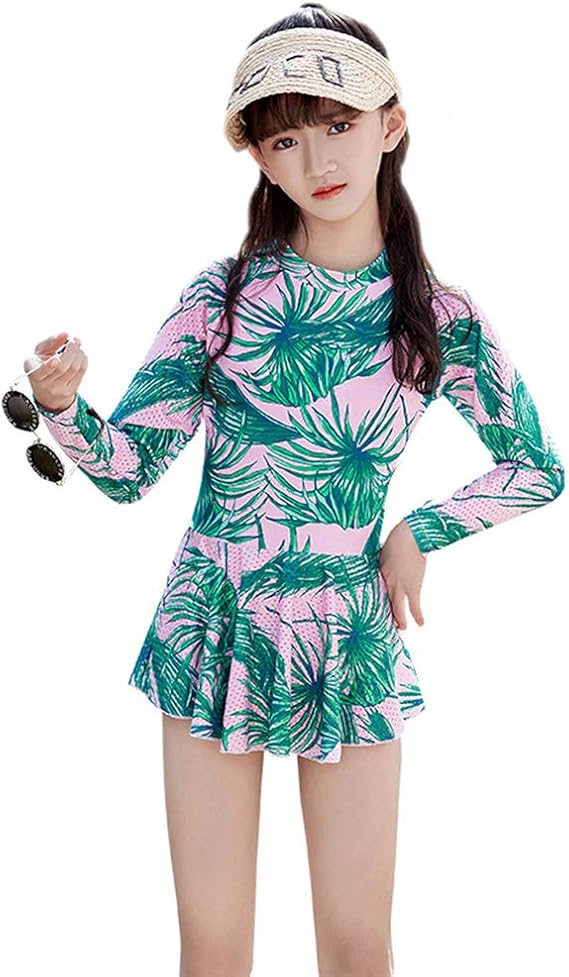 Amazon Mayababy キッズ 水着 女の子 長袖 ワンピース水着 スクール 花柄 日焼け止め Uvカット 紫外線対策 ファッション 可愛い 女児水着 スイミングウェア 水着 通販