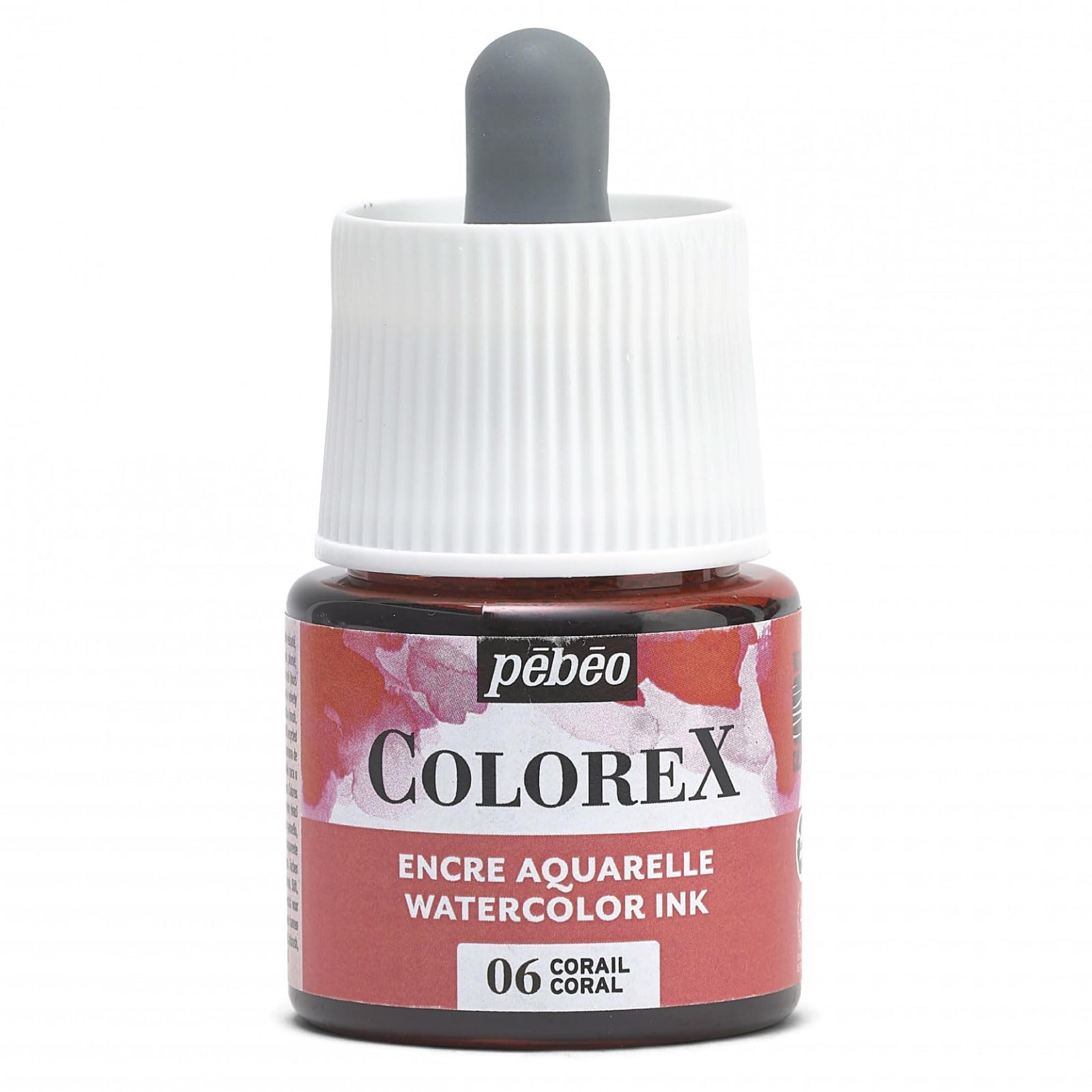 Pébéo - Colorex Ink 45 ml Coral - Colorex Watercolour Ink Pébéo - Coral Ink Velvety Rendering - Multi-Tool Drawing Ink for All Media - 45 ml - Coral