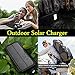 Solar Charger, Friengood 15000mAh Portable Solar Power Bank with Dual USB Output Ports, Solar Phone Charger External Battery Pack with 6 LED Flashlight Light for iPhone, iPad, Android and More - Black